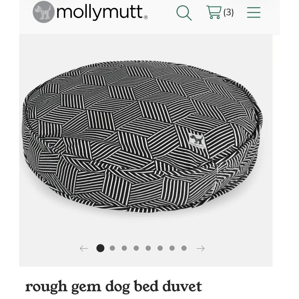 Molly Mutt Rough Gem 42” Round Dog Bed Duvet + Stuff Sack Navy White New